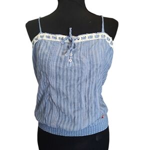 Hollister Blue White Striped Cotton Top